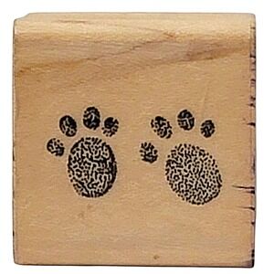 VTG 80s Hero Arts Paw Prints Tracks Rubber Stamp 1985 Wood‎ Mounted 1"x1" Animal